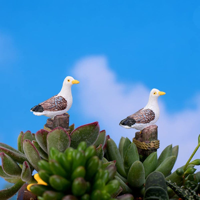 TANOMA 2PCS Seagulls Bird Micro Landscape Ornaments, Miniature Figurines Fairy Garden Accessories, Garden DIY Kit - Image 1